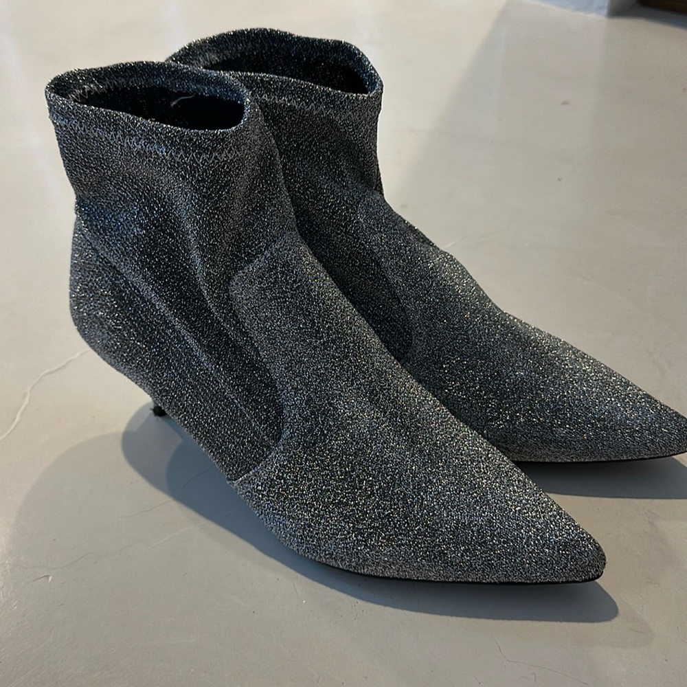 Sparkly silver ankle boots